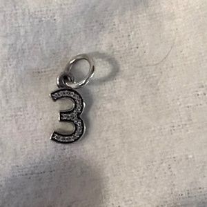 Pandora '3' Charm